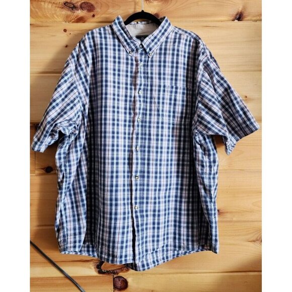 Mens 3XL Wrangler Short Sleeve Button Down Shirt Blue plaid Big and Tall - Picture 4 of 14